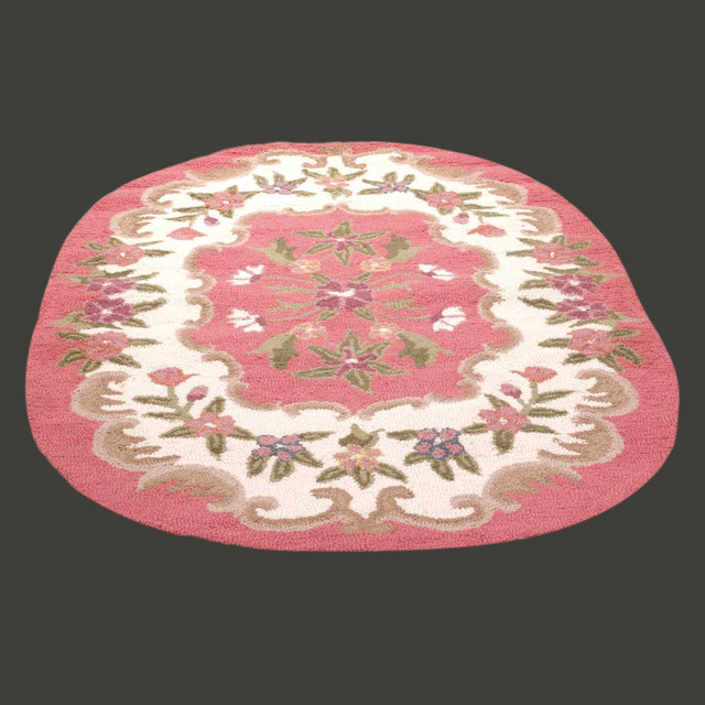 Rug Rose Wool Rug Hooked Oval Pink, 4'x6' Contemporary Area Rugs by Renovator's Supply