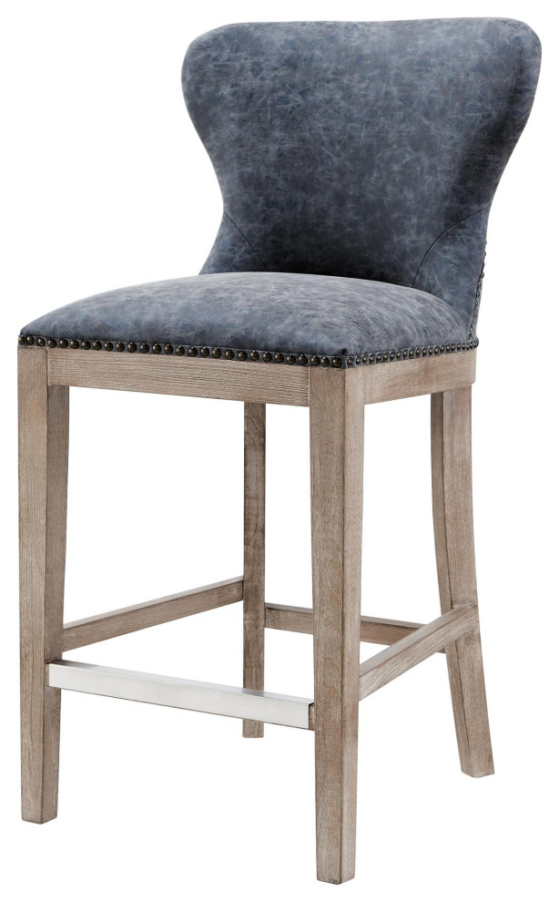 Carter Counter Stool Drift Wood Legs Nubuck Charcoal (Set Of 2