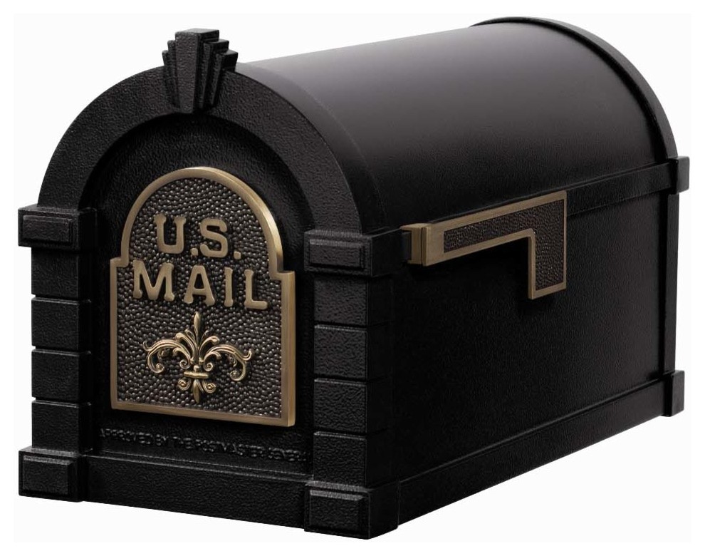 Gaines Mfg Keystone Curbside Black Mailbox, Antique Bronze, Fleur-De-Lis
