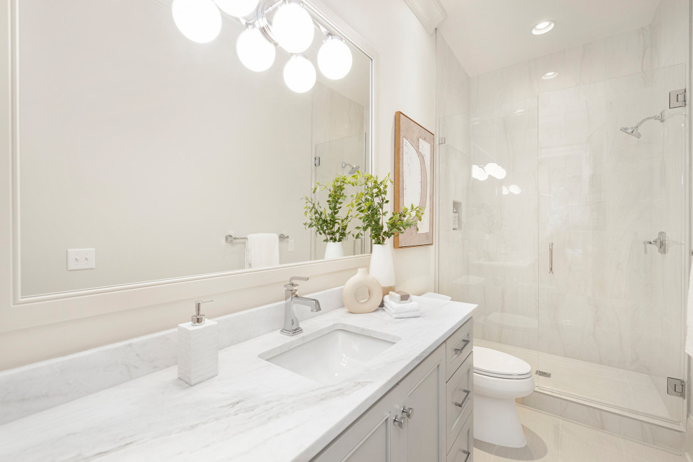 Example of a transitional bathroom design in Charlotte