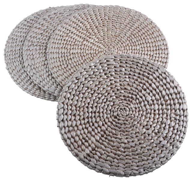 Natural Water Hyacinth Round Hand Woven Rattan Placemat ...