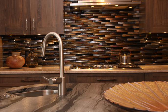 Example of a mountain style kitchen design in Cleveland