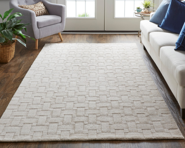 beige viscose rug