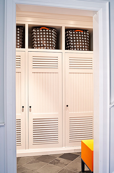 Wood Lockers with doors service-yard