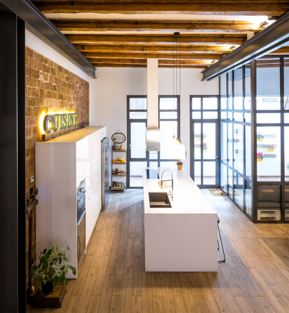 De taller...a Loft de dise&ntilde;o! industrial-kueche