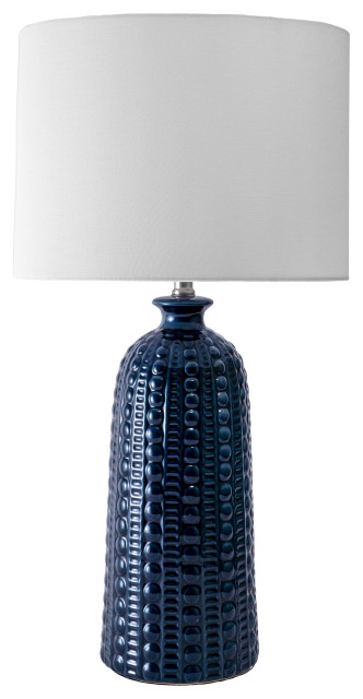 30" Polona Ceramic Linen Shade Table Lamp, Navy