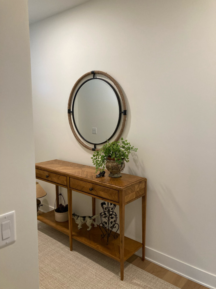 How tall should a lamp be on my 34"x 15" hallway table with 9' ceiling