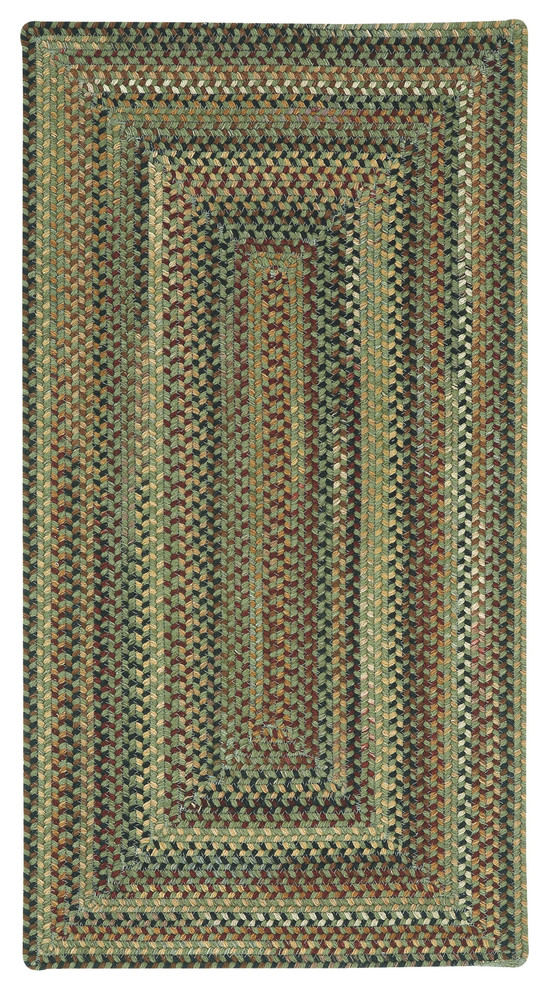 Bangor Concentric Braided Rectangle Rug, Sage Green 1'8"x2'6"