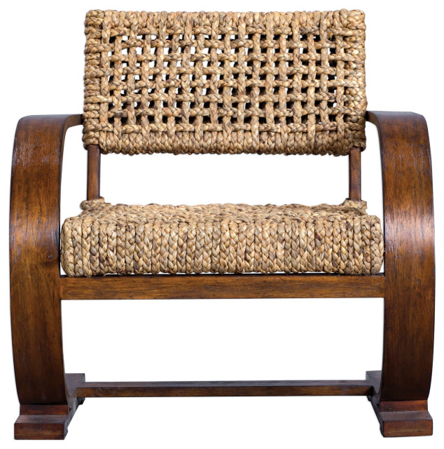 Uttermost 23483 Rehema 30"W Wood Framed Dual Arm Accent Chair - Rattan