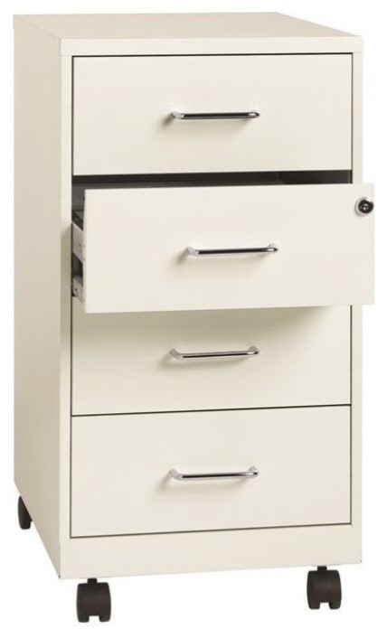 Scranton & Co 4-Drawer Modern Metal File Cabinet in Pearl White