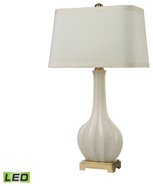 Fluted Ceramic 1 Light Table Lamp, LED, 3-Way