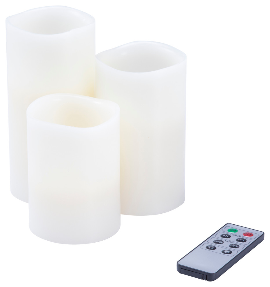 Lavish Home 3 Piece LED Flameless Candle Set with Remote