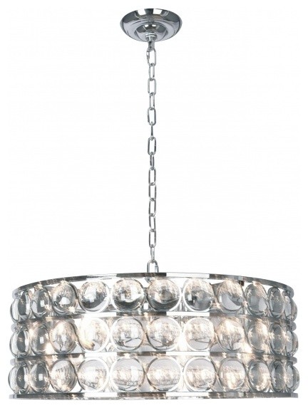 Drum Shade Chandelier With Clear Crystal Accents Contemporary Drum Shade Chandelier With Clear