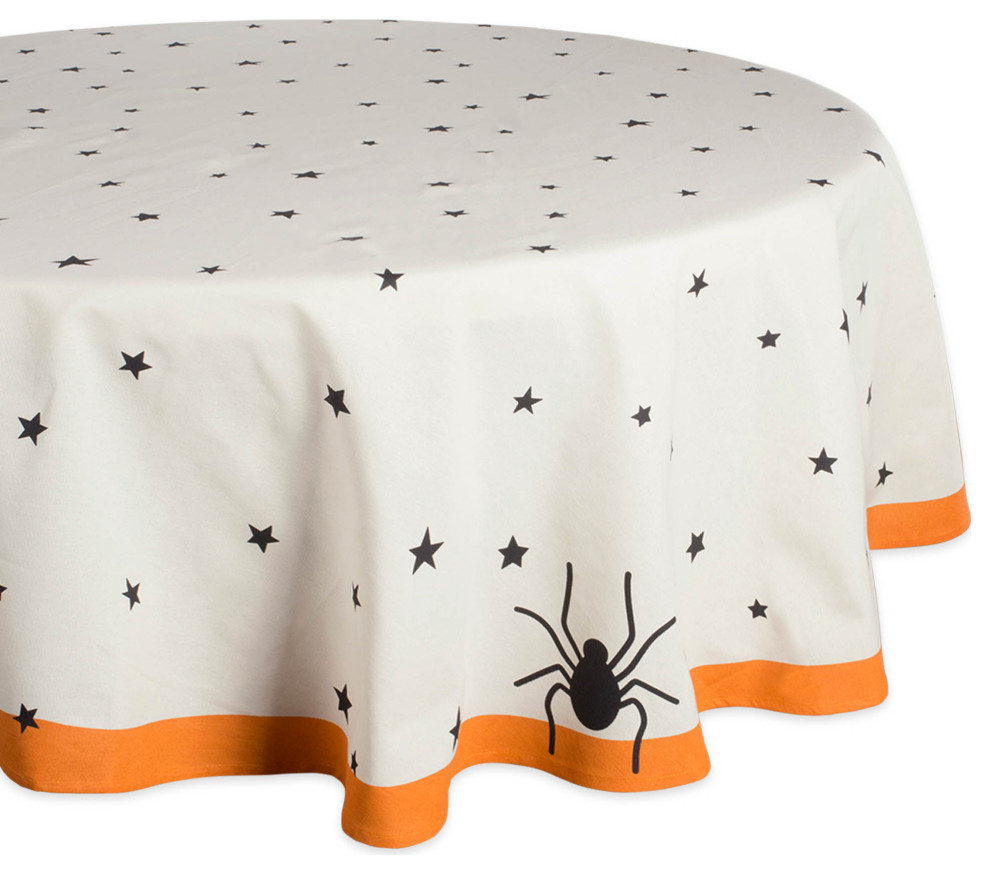 DII Black Stars Print Tablecloth 70 Round Transitional Tablecloths