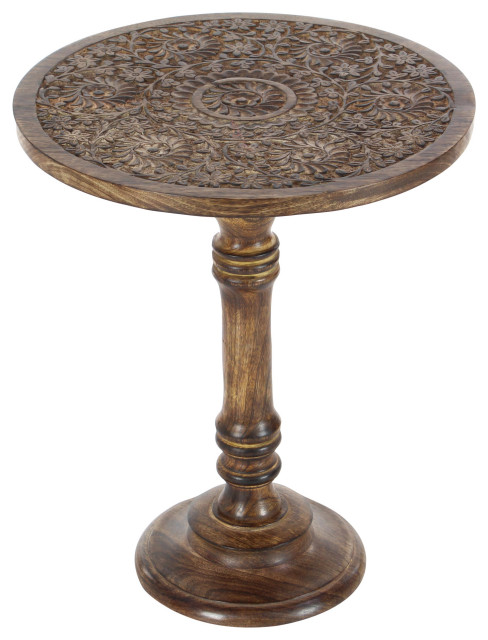 Traditional Dark Brown Mango Wood Accent Table 96092