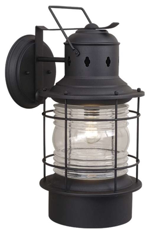 Hyannis 10" Outdoor Wall Light Textured Black with Clear Glass Beach