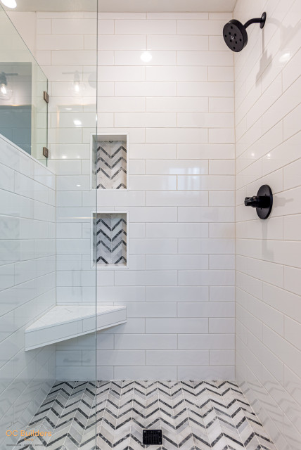 White Modern Bathroom Remodel, Tustin CA contemporary-badrum