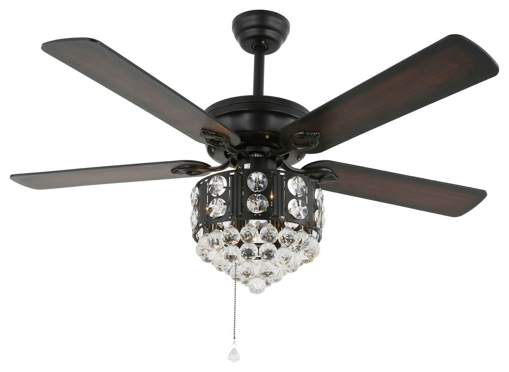 Crystal Ceiling Fan With Remote 5 Blades 52inch Traditional Ceiling Fans By Bella Depot