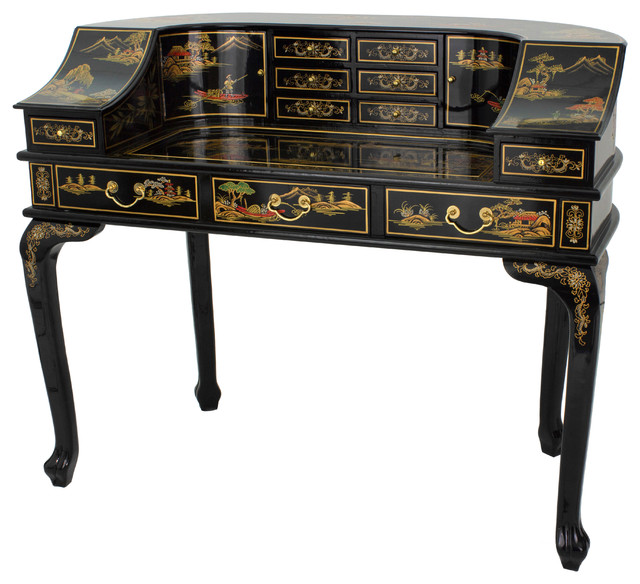 Black Lacquer Desk Landscape Design Asian Desks And Hutches