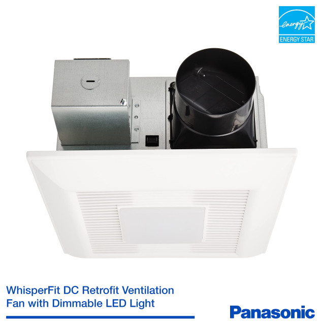 WhisperFit DC Retrofit Ventilation Fan With Light, Dimmable LED ...