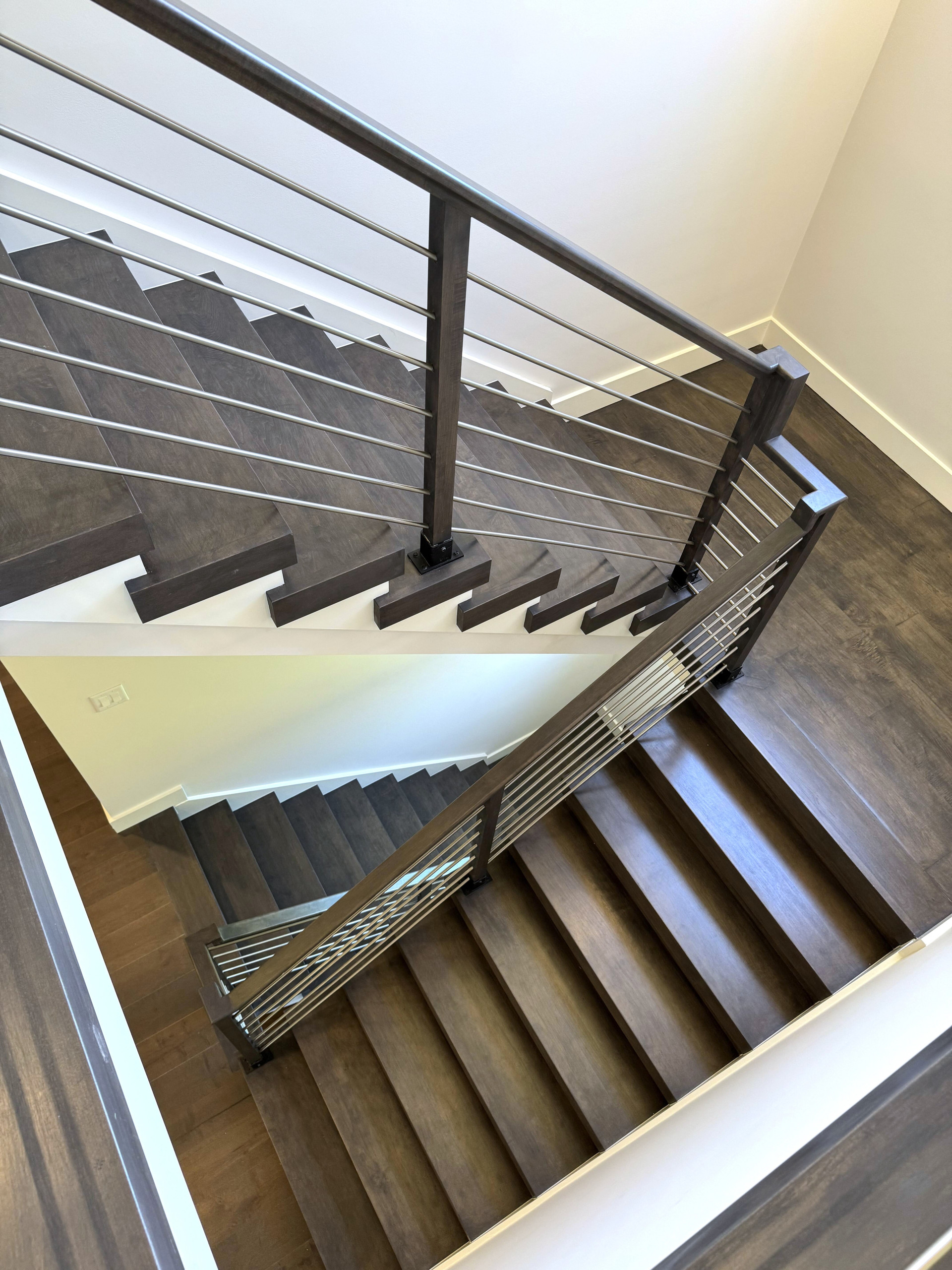 137_Transitional Maple Staircase with Stainless Steel Rail, Clifton, VA 2014
