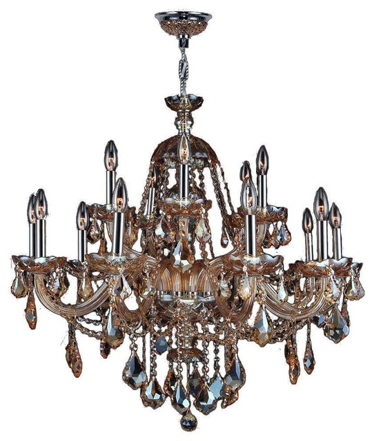 Provence 15 Light Chrome Finish Amber Crystal Chandelier 35 X 31 Provence 15 Light Chrome Finish Amber Crystal Chandelier 35 X 31