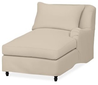 Carlisle Slipcovered Right Arm Chaise, Twill Parchment