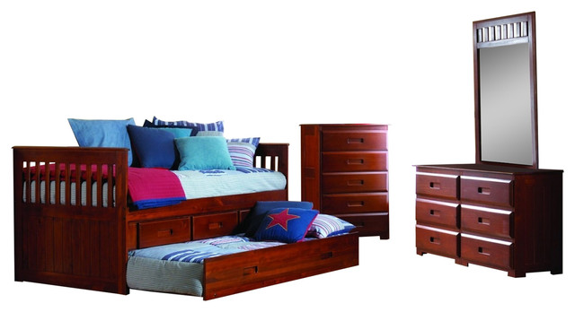 Captains Bed With Storage And Trundle Craftsman Kids Bedroom