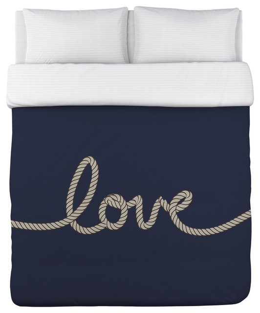 Love Rope Navy Tan Duvet Cover Beach Style Duvet Covers And