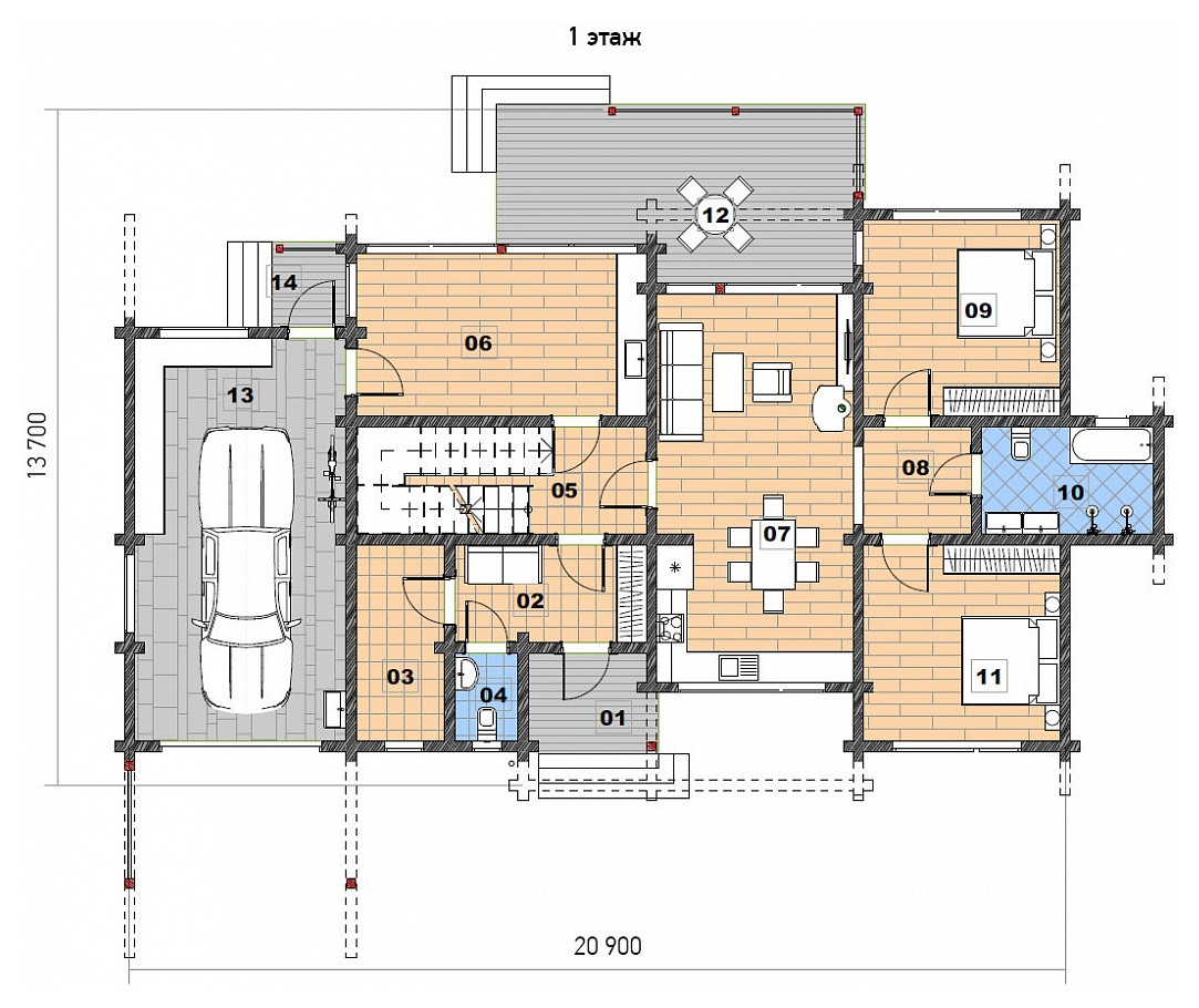 Дом из клееного бруса "Монтевиль"