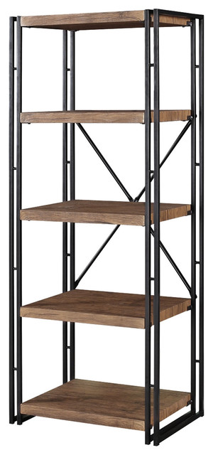 metal and wood bookcase with drawer