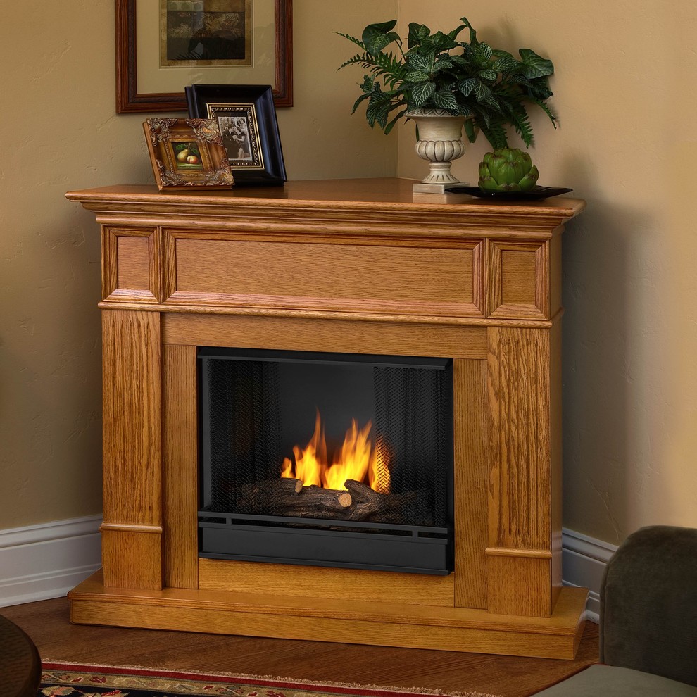Real Flame Light Oak Camden Convertible Gel Fireplace