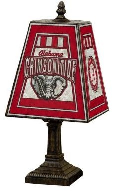 Novelty Lamps: NCAA 14 in. Alabama Crimson Tide Art Glass Table Lamp COL AL 462