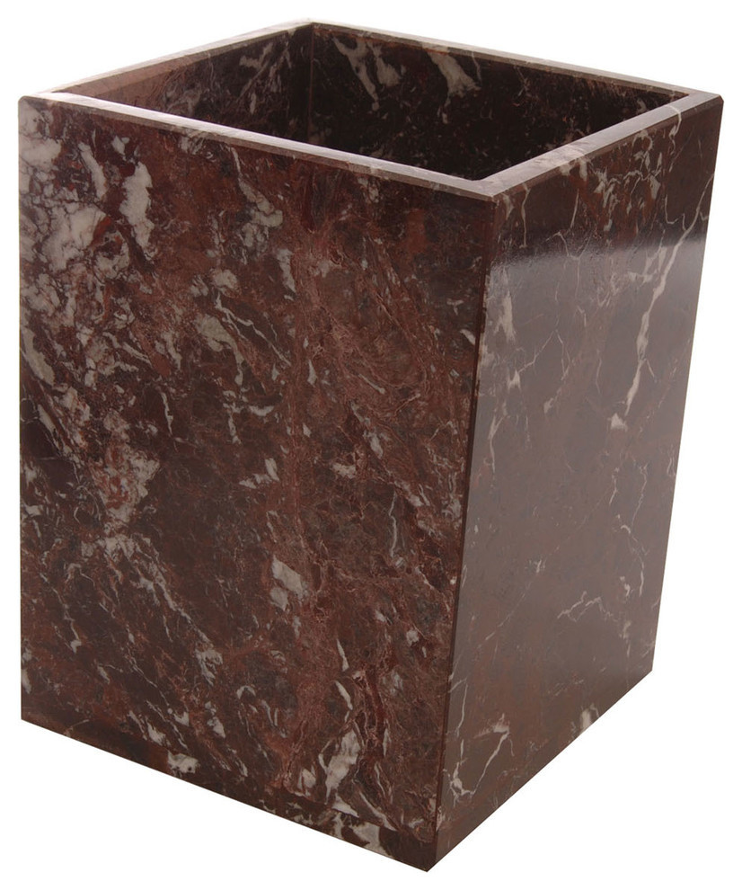 Polished Marble Bathroom Wastebasket Traditional Wastebaskets by