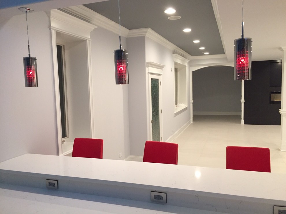 Example of a transitional basement design in Chicago