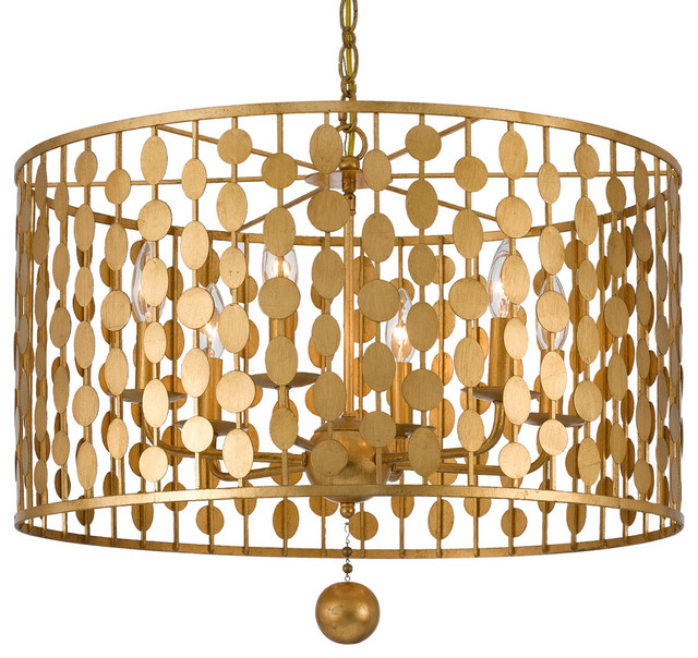 Layla Chandelier Contemporary Chandeliers By Lighting New York Layla 6 Light Chandelier In Antique Gold