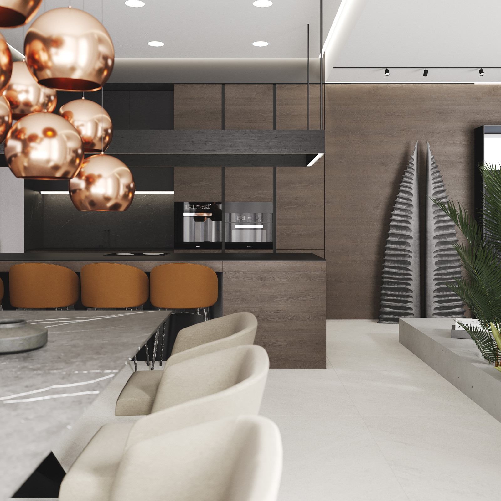 Кухня и гостиная в частном доме в ГМР г. Краснодар