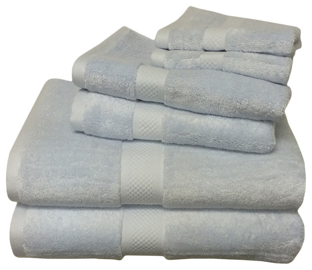 6-PC Super Soft Rayon Bamboo Cotton Towel Set, Baby Blue