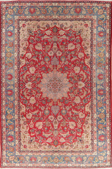 Consigned Traditional Antique Persian Hand Knotted Oriental Area Rug Red 10x15 Traditional Area Rugs By Rugsource Inc