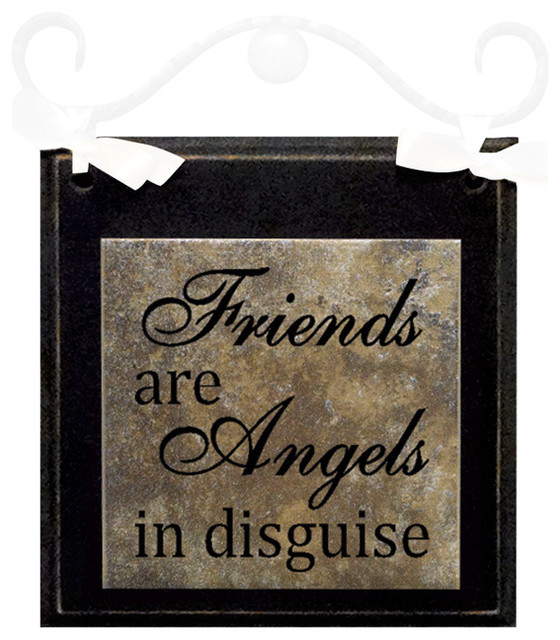 "Friends are Angels in Disguise" Hanging Sign Traditional Tile by