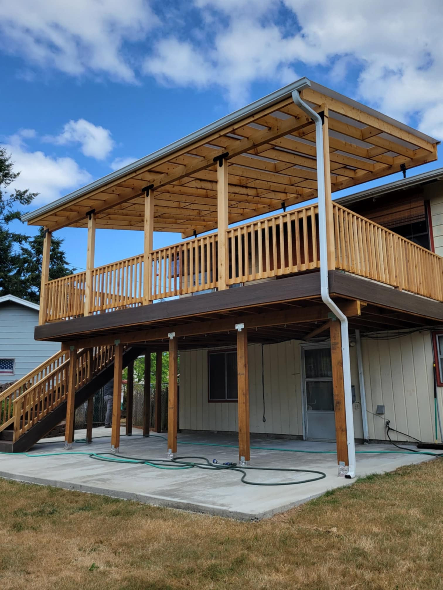 Composite deck with clear polycarbonate on it