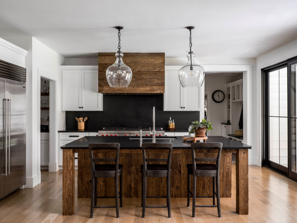 Example of a mountain style kitchen design in Boston
