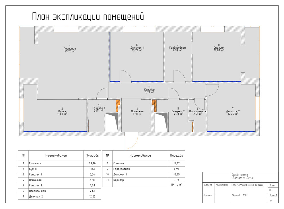 Дизайн-проект четырехкомнатной квартиры 110 кв.м.