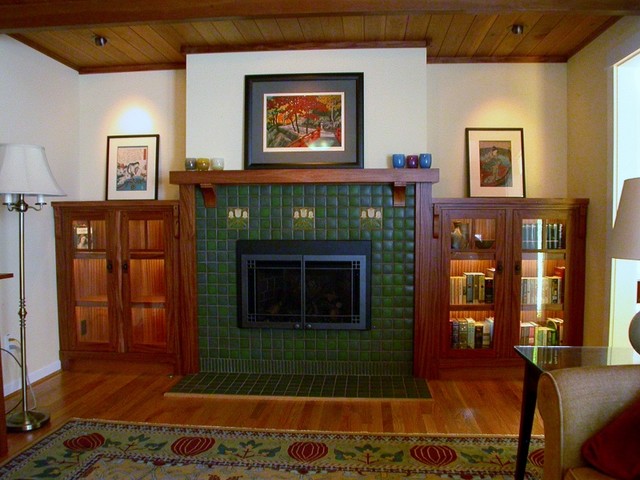 Craftsman Fireplace Mantel Traditional Living Room Seattle