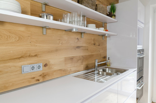 Holzpaneele Wand Kuche Zuhause