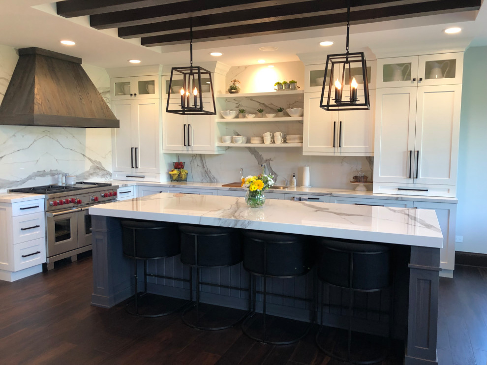 Example of a transitional kitchen design in Chicago