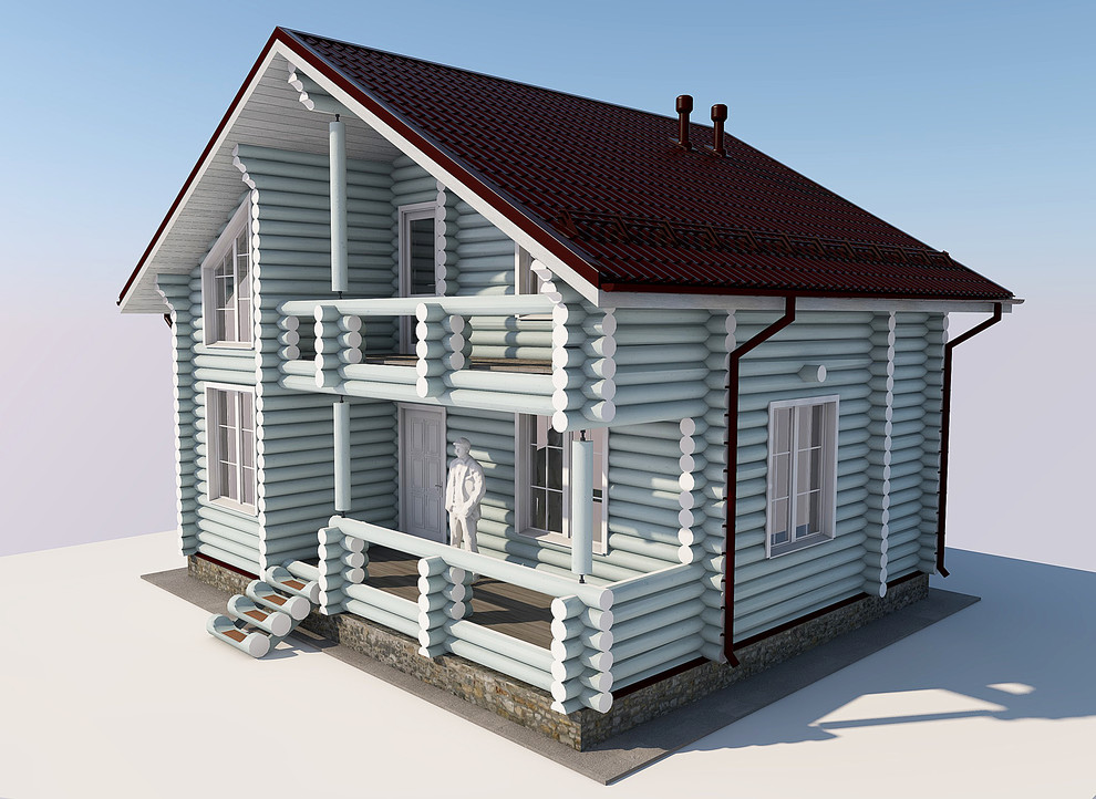 Проект двухэтажного деревянного дома из бревна