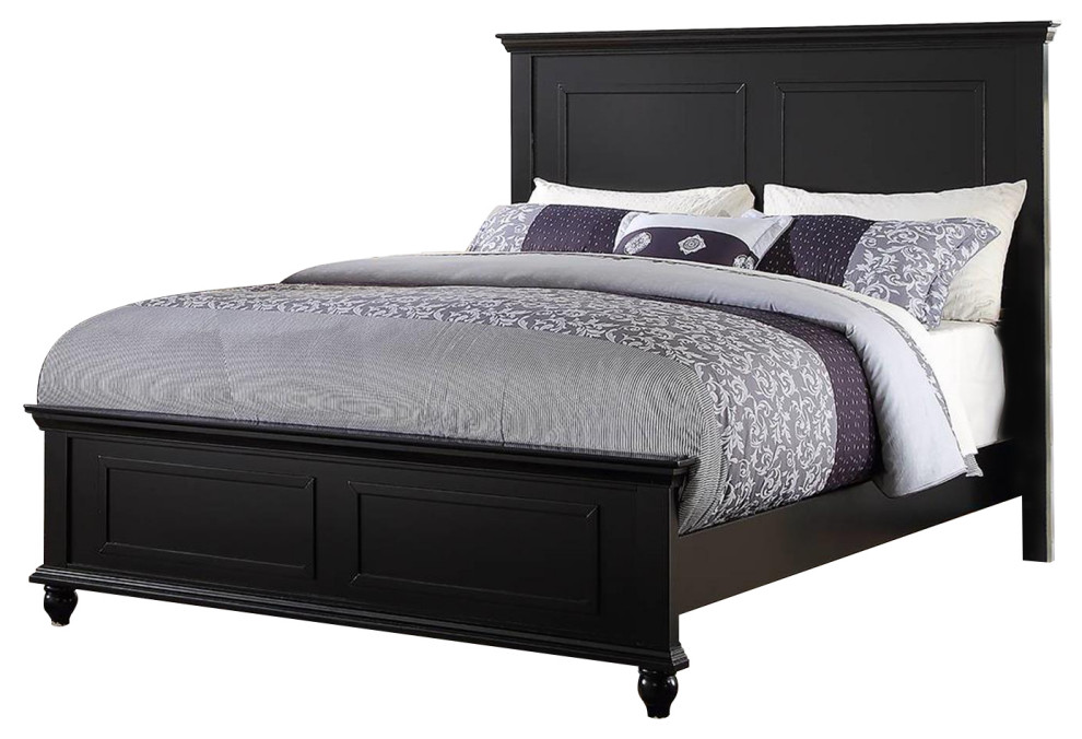 Black Wood Queen Bed - Traditional - Platform Beds - by Simple Relax