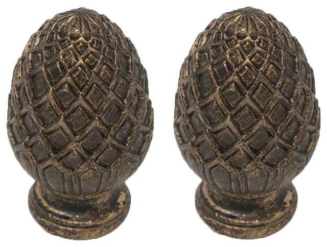 Urbanest Pineapple Lamp Finial, 2", Bronze With Gold Highlight, Set of 2