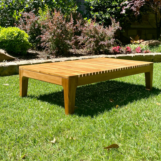 Sebastian Teak Outdoor Patio Coffee Table - Transitional - Outdoor ...